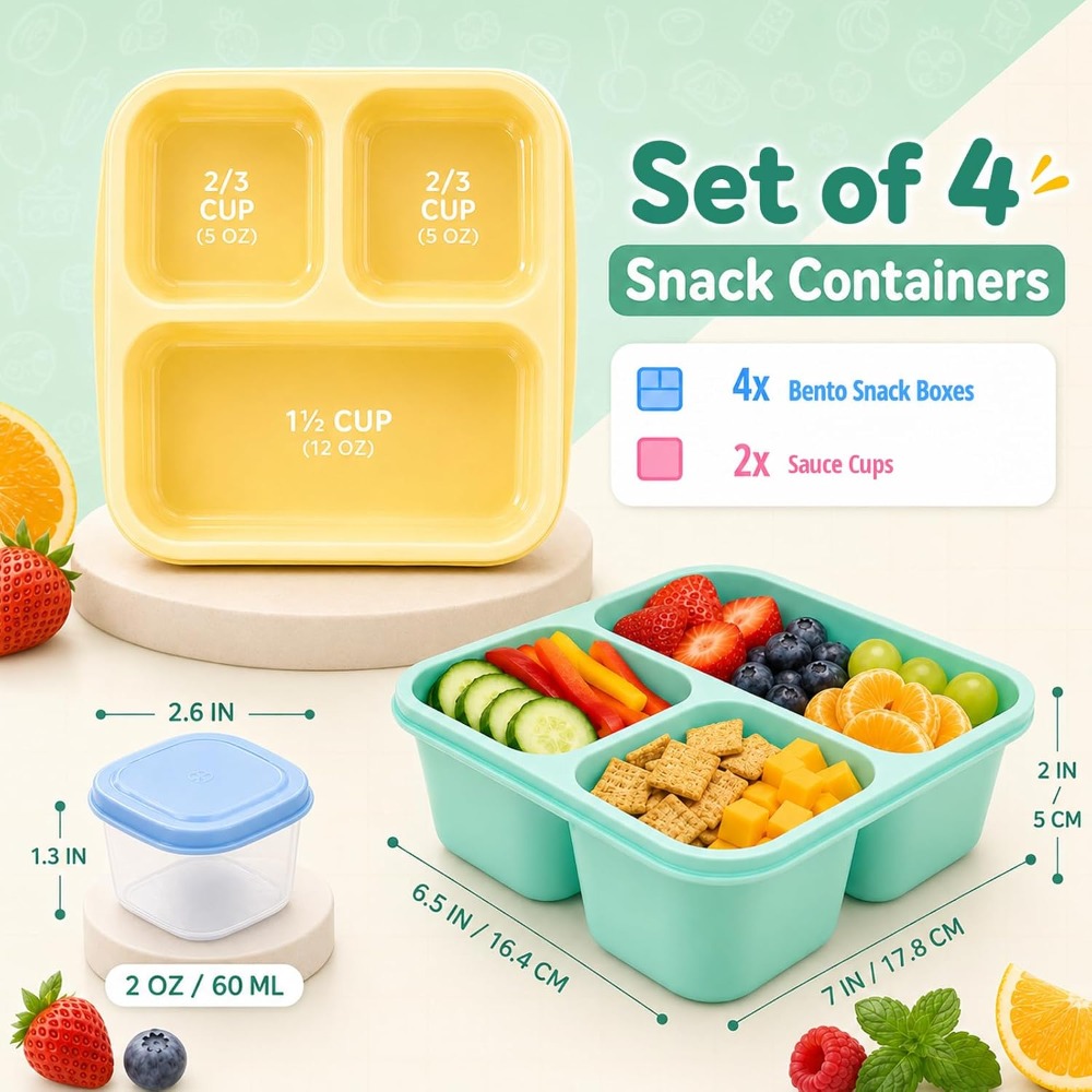 3 Compartment Bento Box Snack  - Healthy Snacks Food 评论和价格