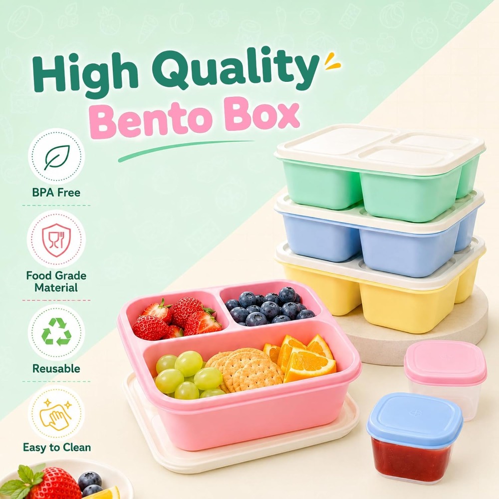 3 Compartment Bento Box Snack  - Healthy Snacks Food 评论和价格